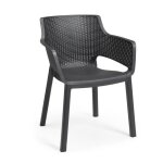 Lot de 6 fauteuils de jardin - allibert by keter - eva - en rsine - coloris : gris graphite