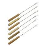 Lot de 6 fourchettes � fondue savoyarde en bois fsc fackelmann nature
