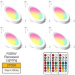 Lot de 6 led spot encastrable 12 couleur lampe plafonnier ronde5w rgb couleur changement lampe(65 - ...