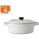 Lot de 6 mini cocottes ovales blanches avec couvercle et poignées hobbycook Lot de 6 mini cocottes ovales blanches avec couvercle et poignées hobbycook
