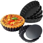 Lot de 6 moules � tartes ou quiches ronds antiadh�sifs avec rev�tement anti - adh�sif amovible 10 cm