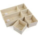 Lot de 6 paniers de rangement pliables non tiss�s beige pour lingerie chaussettes et soutiens - gorge ...