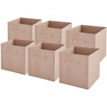 Lot de 6 paniers de en tissu pliables - box and beyond - rose poudr - 27x27x27 cm