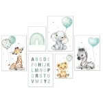 Lot de 6 posters pour chambre denfant d�coration murale pour chambre de b�b� arc - en - ciel safari animaux ...