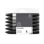 Lot de 6 feutres promaker tons neutres - winsor et newton