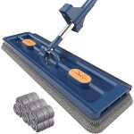 Lot de 6 serpillres plates sans main avec fonction essorage rotation  360 pour nettoyage des sols ...