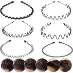 Lot de 6 serre t�tes m�talliques ressort ondul� - bandeaux cheveux r�sistants pour sport quotidien homme ...