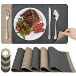 Lot de 6 set de table et dessous de verre en cuir - double face - lavable - r�sistant � la chaleur et ...