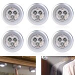 Lot de 6 spot lampe led �clairage de nuit autocollant aliment� par 3 piles / batteries pour