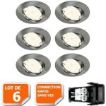 Lot de 6 spots led encastrables orientables alu bross� avec ampoules gu10 230v �quivalentes � 50w blanc ...