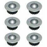 Lot de 6 spots led solaires encastrables ronds 85mm ? acier inoxydable ? r�sistant aux intemp�ries ? ...