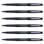 Lot de 6 stylos feutre flair original nylon pointe moyenne noir