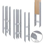 Lot de 6 supports de poteau en h galvanis - aufun - 91x600mm - gris - acier galvanis