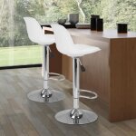 Lot de 6 tabouret de bar design blanc - chaise de bar - pu - rglable en hauteur - pivoter  360