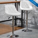 Lot de 6 tabouret de bar dossier blanc rembourr pivotantes et rglables en hauteur - luxs
