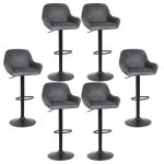 Lot de 6 tabourets de bar gris fonc vintage - 360 pivotant - rglable en hauteur