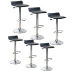 Lot de 6 tabourets de bar rotatifs � 360� en simili cuir noir - keisha