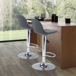 Lot de 6 tabourets de bar en simili cuir de haute qualit - gris - rglables et rotatifs  360