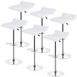 Lot de 6 tabourets bar simple sans dossier blanc carré réglage en hauteur 55 - 75 cm rotative à 360° Lot de 6 tabourets bar simple sans dossier blanc carré réglage en hauteur 55 - 75 cm rotative à 360°