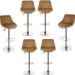 Lot de 6 tabouret de bar - - style contemporain - si�ge en simili marron et blanc - structure en m�tal ...