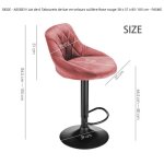 Lot de 6 tabourets de bar en velours cuillre rose rouge - fasike - contemporain - design - rglable ...