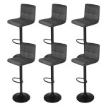 Lot de 6 tabourets de bar en velours rglables - qifashma - gris fonc - mtal - intrieur - cuisine