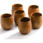 Lot de 6 tasses � th� en bois de 118 ml de style japonais faites � la main en bois naturel pour boire ...