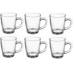 Lot de 6 tasses en verre - mugs transparents 34 cl entièrement en verre Lot de 6 tasses en verre - mugs transparents 34 cl entièrement en verre