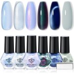 Lot de 6 vernis � ongles - s�chage rapide - bleu paillet� gris - vernis � ongles - vernis � ongles gel ...
