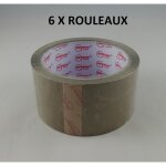 Lot de 6 x gros rouleau de ruban adhésif brun havane 50m x 48mm emballage carton Lot de 6 x gros rouleau de ruban adhésif brun havane 50m x 48mm emballage carton
