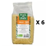 Grain de frais - lot 6x millet d�cortiqu� bio - grain de frais - paquet 500g