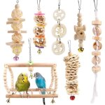 Lot de 7 jouets pour oiseaux bois pieds perchoirs chelles escalade perch pour oiseaux oiseaux jouets ...