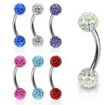 Lot 7 piercings arcade saba boules pav�es cristal epoxyde filetage interne barre acier inoxydable anti ...