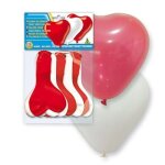 Lot de 8 ballons coeurs rouges et blancs - pour d�coration de f�te - ballons h�lium inclus