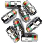 Lot de 8 bouchons de valve avec indicateur de pression des pneus de voiture 3 co