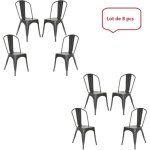 Lot de 8 chaises de cuisine industrielles en m�tal antirouille - yis