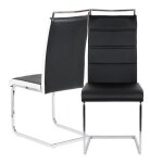 Lot de 8 chaises noires et blanches en simili cuir pu chaise contemporain - 44x46x101cm