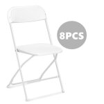 Lot de 8 chaises pliantes en plastique blanc siges commerciaux empilables portables intrieurs et extrieurs ...