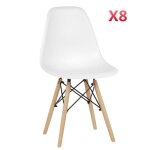 Lot de 8 chaises de salle à manger blanches en pp et bois massif - diyagssz Lot de 8 chaises de salle à manger blanches en pp et bois massif - diyagssz