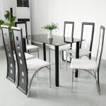Lot de 8 chaises de salle � manger contemporaines en simili pu et m�tal - youluoli
