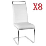 Lot de 8 chaises de salle � manger ou cuisine jin - assise rembourr�e - pieds chrom�s - rev�tement en ...