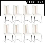 Lot de 8 chaises de salle � manger luxs - simili blanc - style contemporain