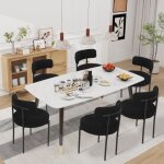 Lot de 8 chaises de salle  manger - scandinave - assise rembourre - pieds mtal - noir