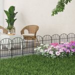 Lot de 8 cl�tures de jardin d�coratives bordures en m�tal noir avec ornements - 264 x 61 cm noir