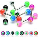 Lot 8 piercings langue caitlin feuille de cannab acier chirurgical inoxydable anti allergique barbell ...