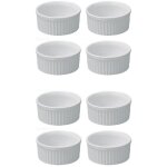 Lot de 8 ramequins en céramique (4 grands - 9 x 45 cm / 4 petits - 66 x 33 cm) blanc hobby cook Lot de 8 ramequins en céramique (4 grands - 9 x 45 cm / 4 petits - 66 x 33 cm) blanc hobby cook