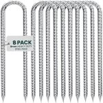 Lot de 8 sardines de fixation - 30cm ancrages au sol en acier galvanis� - avec crochet en u pour tente ...