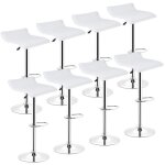 Lot de 8 tabourets de bar chaises bar sans dossier simple blanc carr� r�glage en hauteur 55 - 75 cm rotative ...