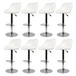 Lot de 8 tabourets de bar en simili cuir - blanc - réglable en hauteur - design contemporain Lot de 8 tabourets de bar en simili cuir - blanc - réglable en hauteur - design contemporain