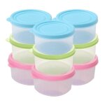 Lot de 9 petites botes de conservation avec couvercle en plastique - jaune bleu rose - 160 ml - empilables ...